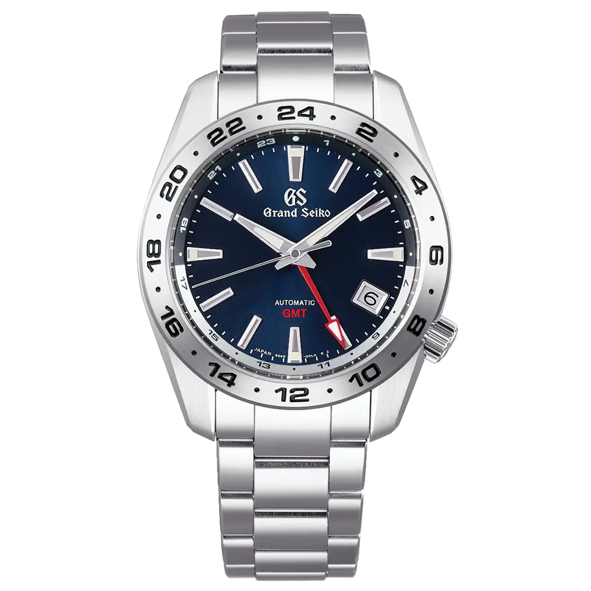 Đồng hồ Grand Seiko Sport Collection GMT SBGM245 mặt số màu xanh. Dây đeo bằng thép. Thân vỏ bằng thép.