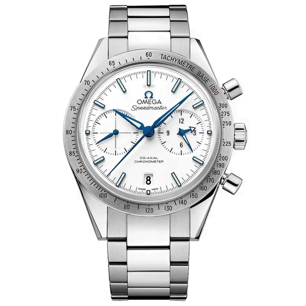 Đồng hồ Omega Speedmaster ’57 Titanium on titanium 331.90.42.51.04.001 mặt số màu trắng. Dây đeo bằng titanium. Thân vỏ bằng titanium.