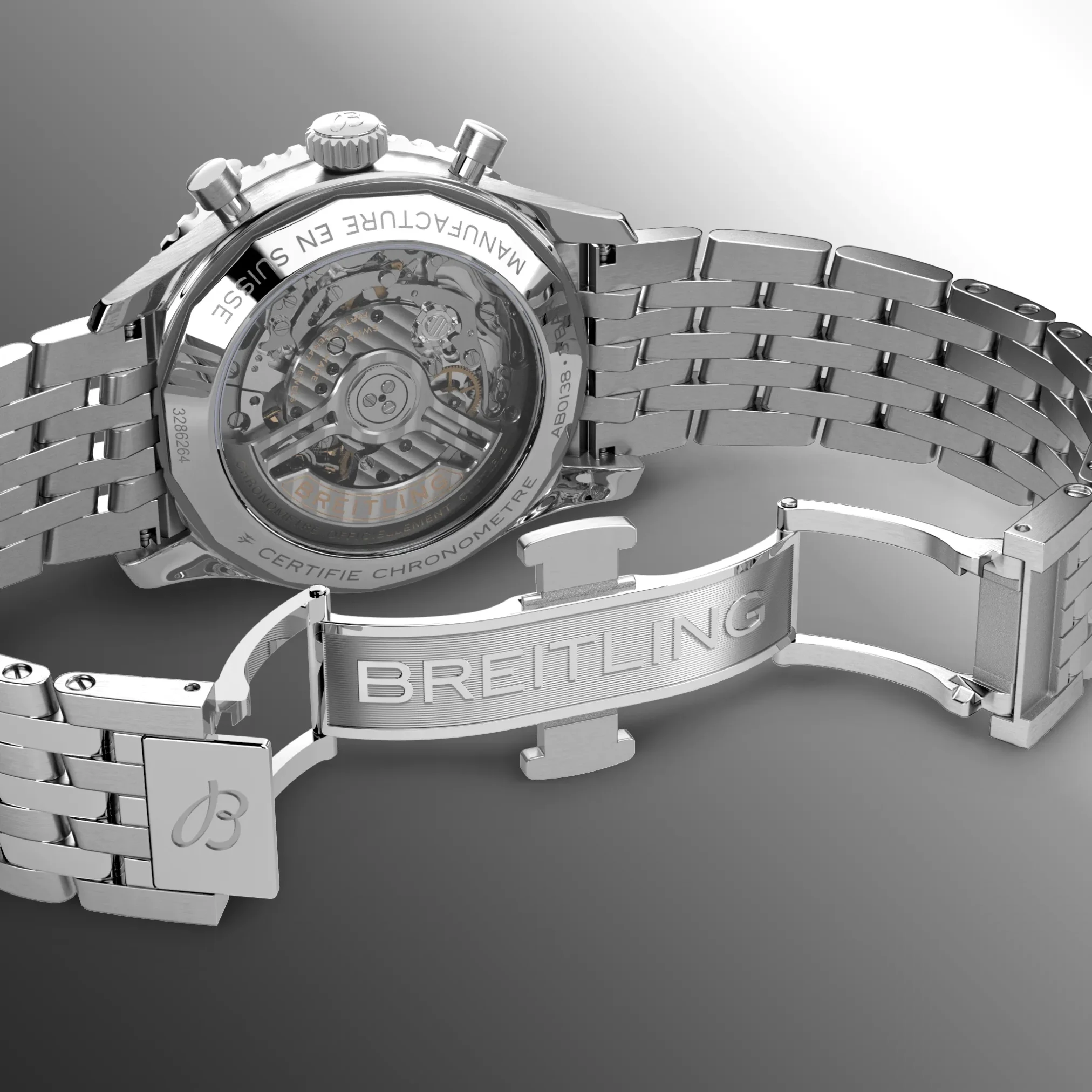 Đồng hồ Breitling Navitimer B01 Chronograph 43 AB0138241C1A1 mặt số màu xanh. Dây đeo bằng thép. Thân vỏ bằng thép.