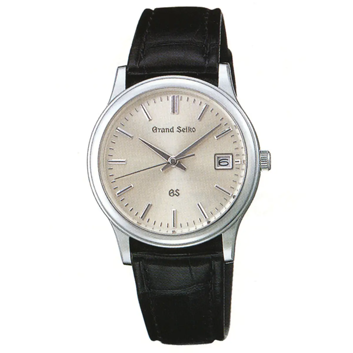 Đồng hồ Grand Seiko 9587-7000 Platinum SBGS005 mặt số màu bạc. Dây đeo bằng da. Thân vỏ bằng platinum.