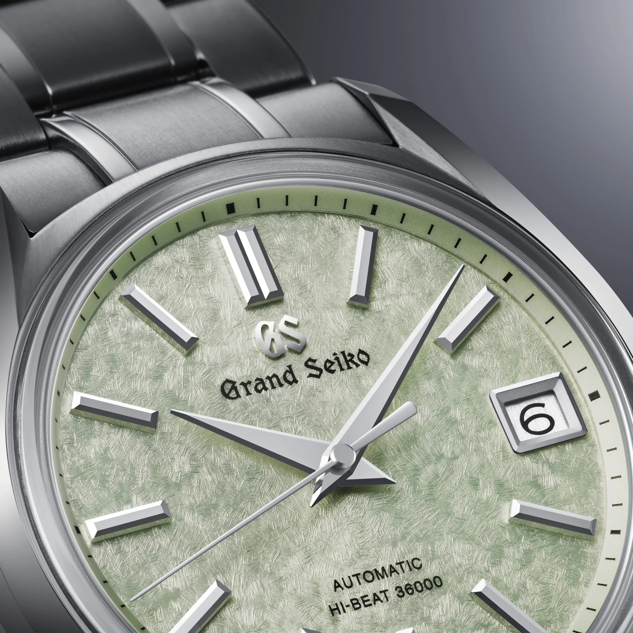 Đồng hồ Grand Seiko Heritage Collection 62GS Mechanical "Sakura-Wakaba" SBGH343 mặt số màu xanh. Dây đeo bằng thép. Thân vỏ bằng thép.