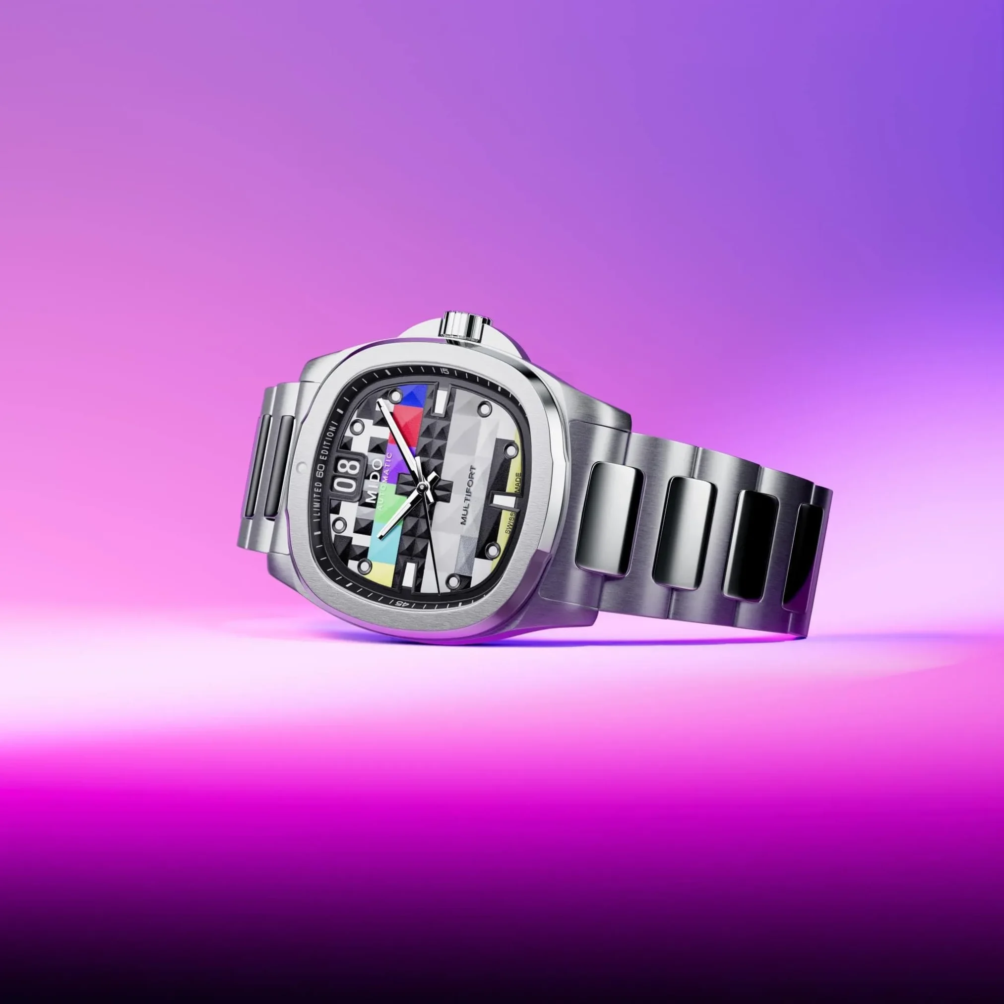 Đồng hồ Mido Multifort TV Big Date Limited Edition M049.526.11.081.01 mặt số đa màu. Dây đeo bằng thép và cao su. Thân vỏ bằng thép.