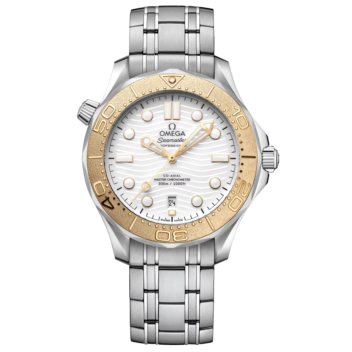Đồng hồ Omega Seamaster Diver 300M Paris Edition 522.21.42.20.04.001 mặt số màu trắng. Dây đeo bằng thép. Thân vỏ bằng thép.