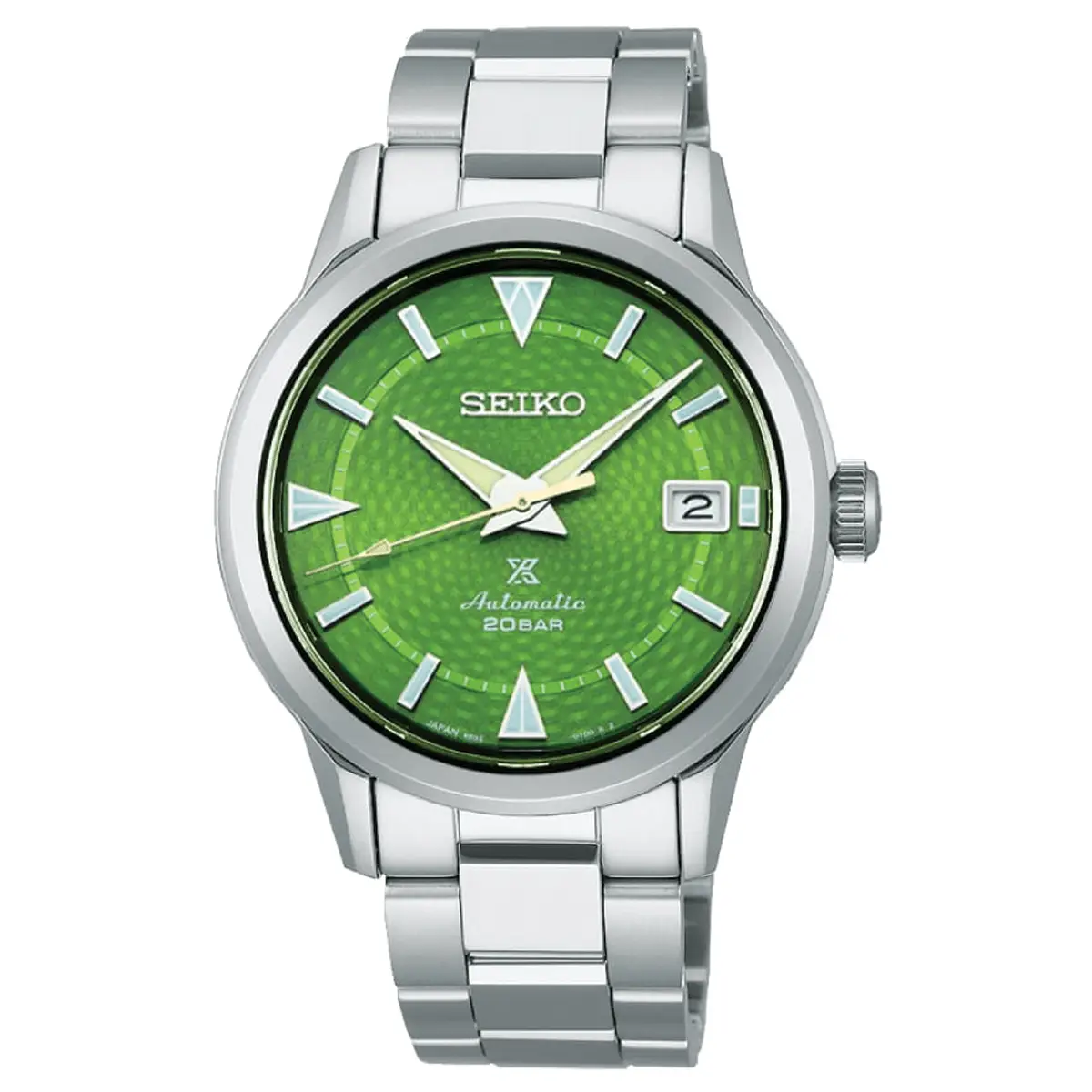 Đồng hồ Seiko Prospex Alpinist Save Forest Bamboo Grove Limited Edition SPB435J mặt số màu xanh. Dây đeo bằng thép. Thân vỏ bằng thép.