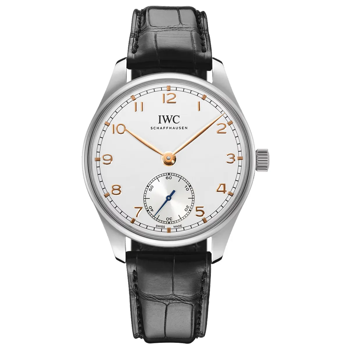 Đồng hồ IWC Portugieser Automatic IW358303 mặt số màu bạc. Dây đeo bằng da. Thân vỏ bằng thép.