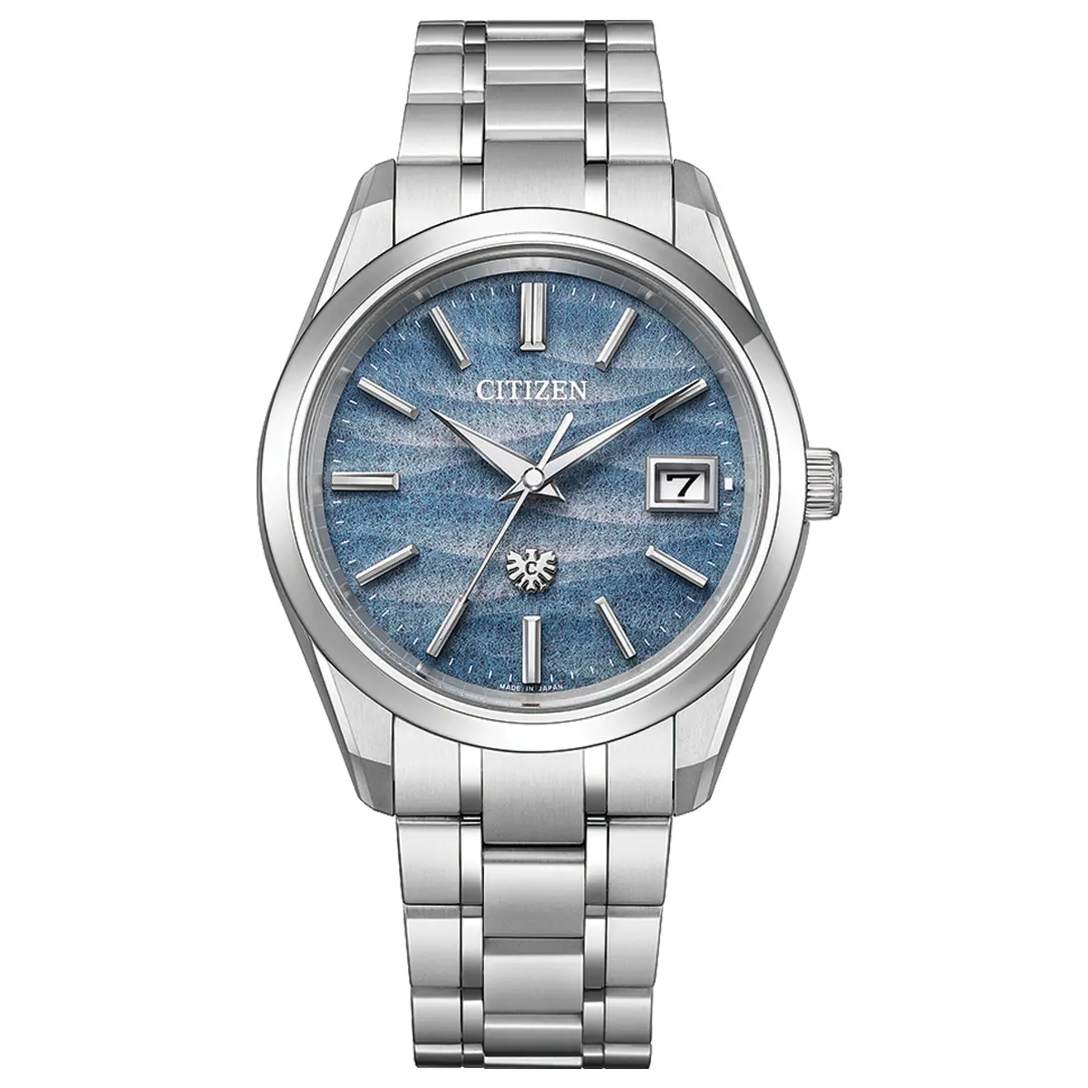 Đồng hồ The Citizen Iconic Nature “Wind” Limited Edition AQ4100-65H với mặt số màu đen. Dây đeo bằng thép. Thân vỏ bằng thép.