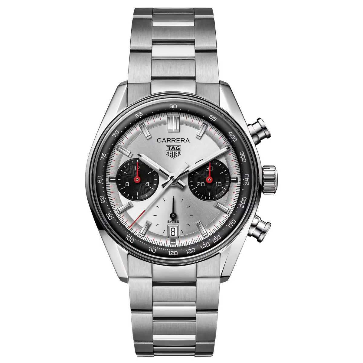 Đồng hồ Tag Heuer Carrera Chronograph CBS2216.BA0041 với mặt số màu bạc. Dây đeo bằng thép. Thân vỏ bằng thép.