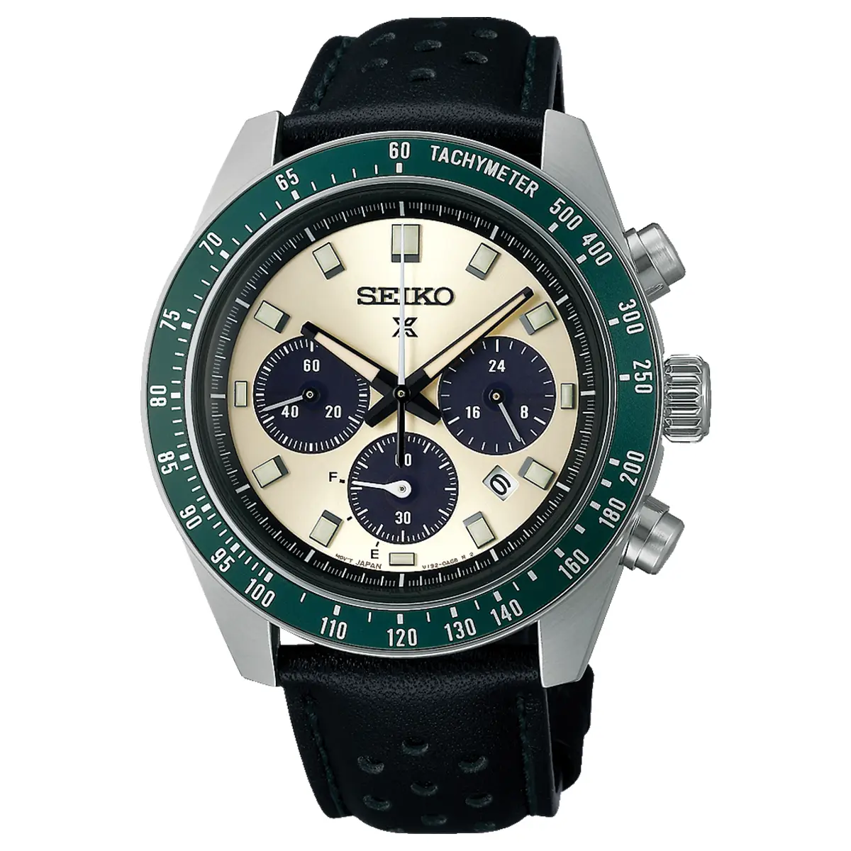 Đồng hồ Seiko Prospex Speedtimer Solar Chronograph lvory Dial SBDL115 (SSC943) với mặt số màu vàng champage. Dây đeo bằng da. Thân vỏ bằng thép.