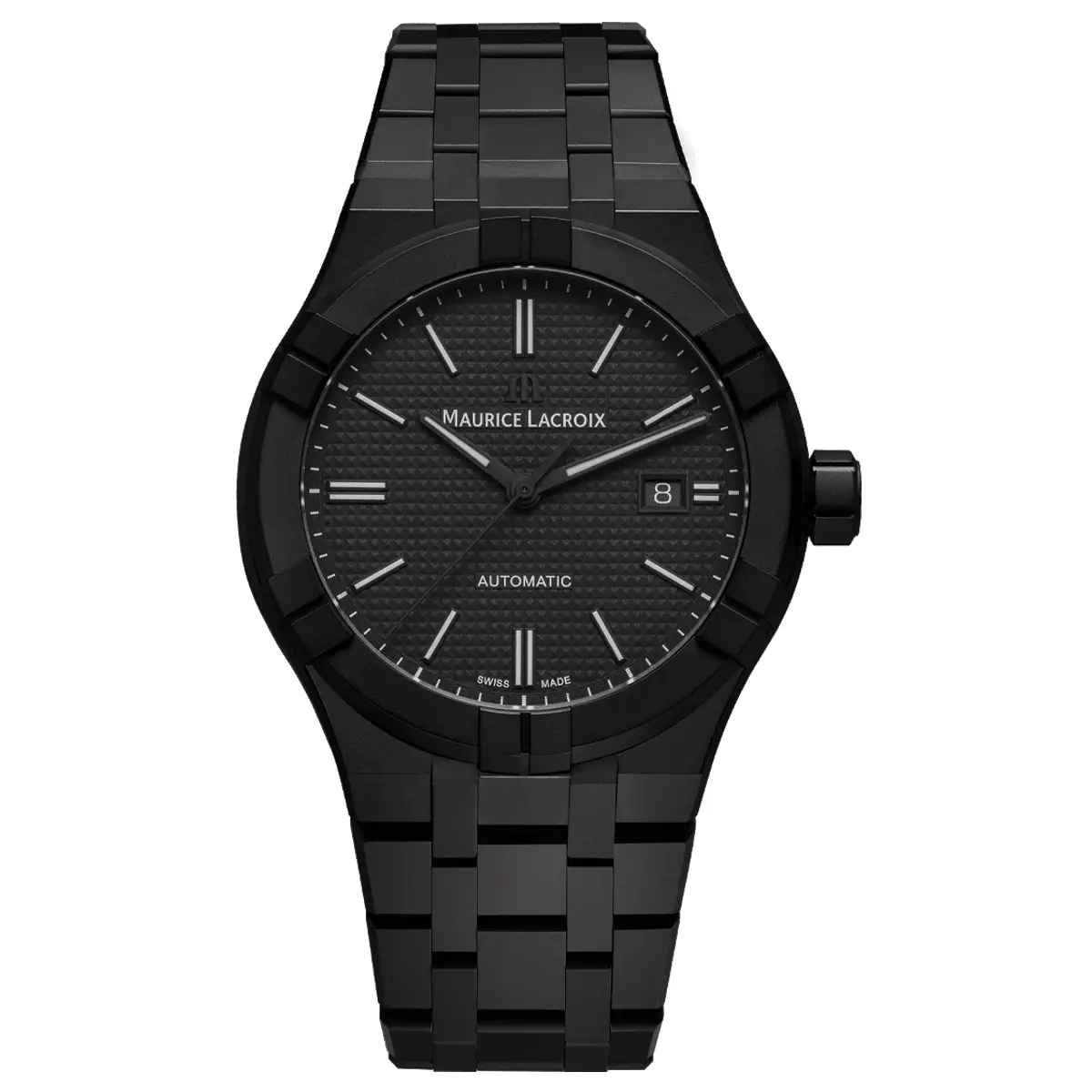 Đồng hồ Maurice Lacroix Aikon Automatic Ceramic AI6008-CRM22-330-2 với mặt số màu đen. Dây đeo bằng ceramic black. Thân vỏ bằng ceramic black.