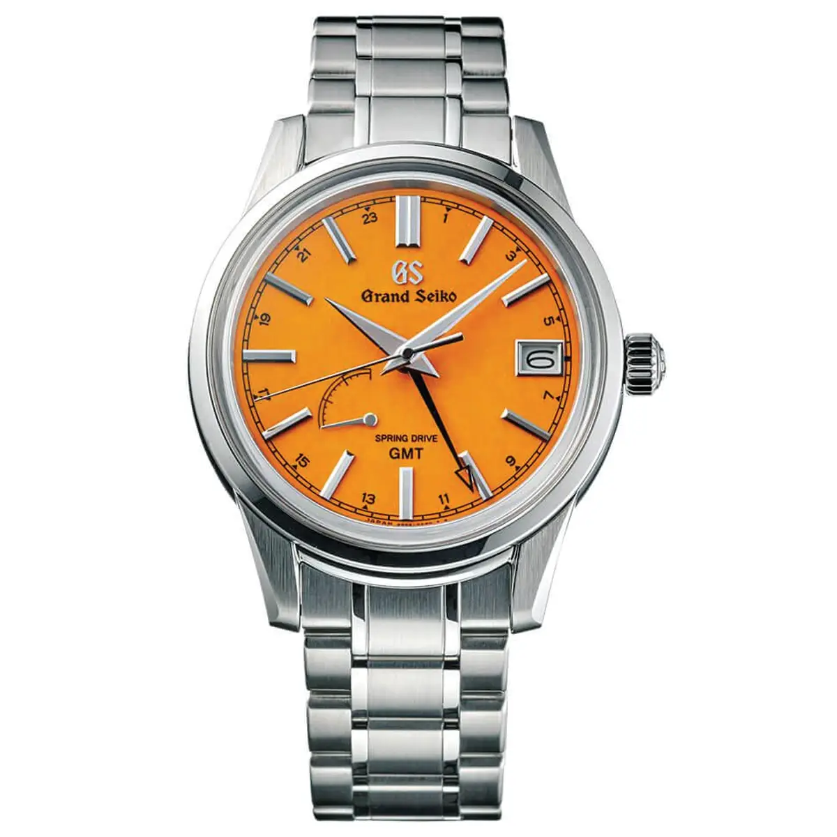 Đồng hồ Grand Seiko Elegance Japan Flagship Boutique Exclusive “Shiojiri Sunset” Limited SBGE301 với mặt số màu cam. Dây đeo bằng thép. Thân vỏ bằng thép.