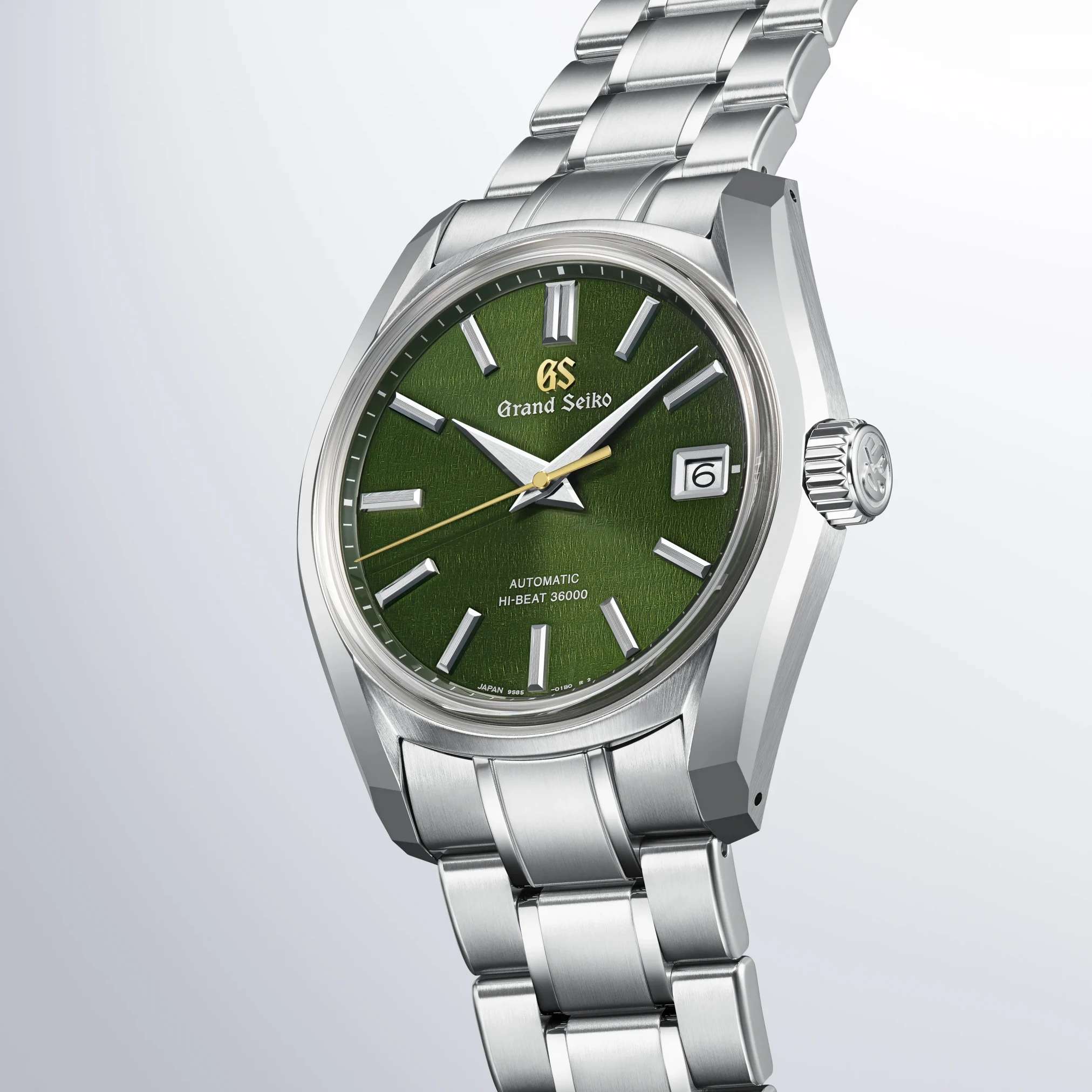 Đồng hồ Grand Seiko Heritage Collection 62GS Rikka SBGH351 với mặt số màu xanh. Dây đeo bằng thép. Thân vỏ bằng thép.